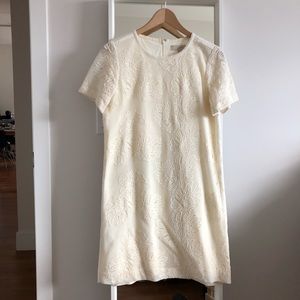LOFT Palm lace ivory shift dress